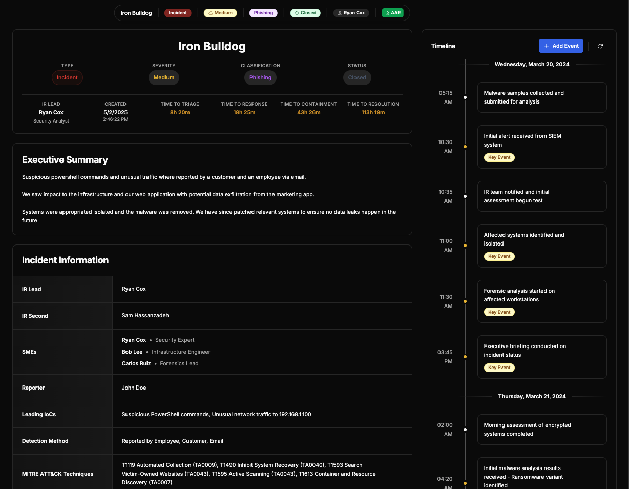 IRHQ Incident Page
